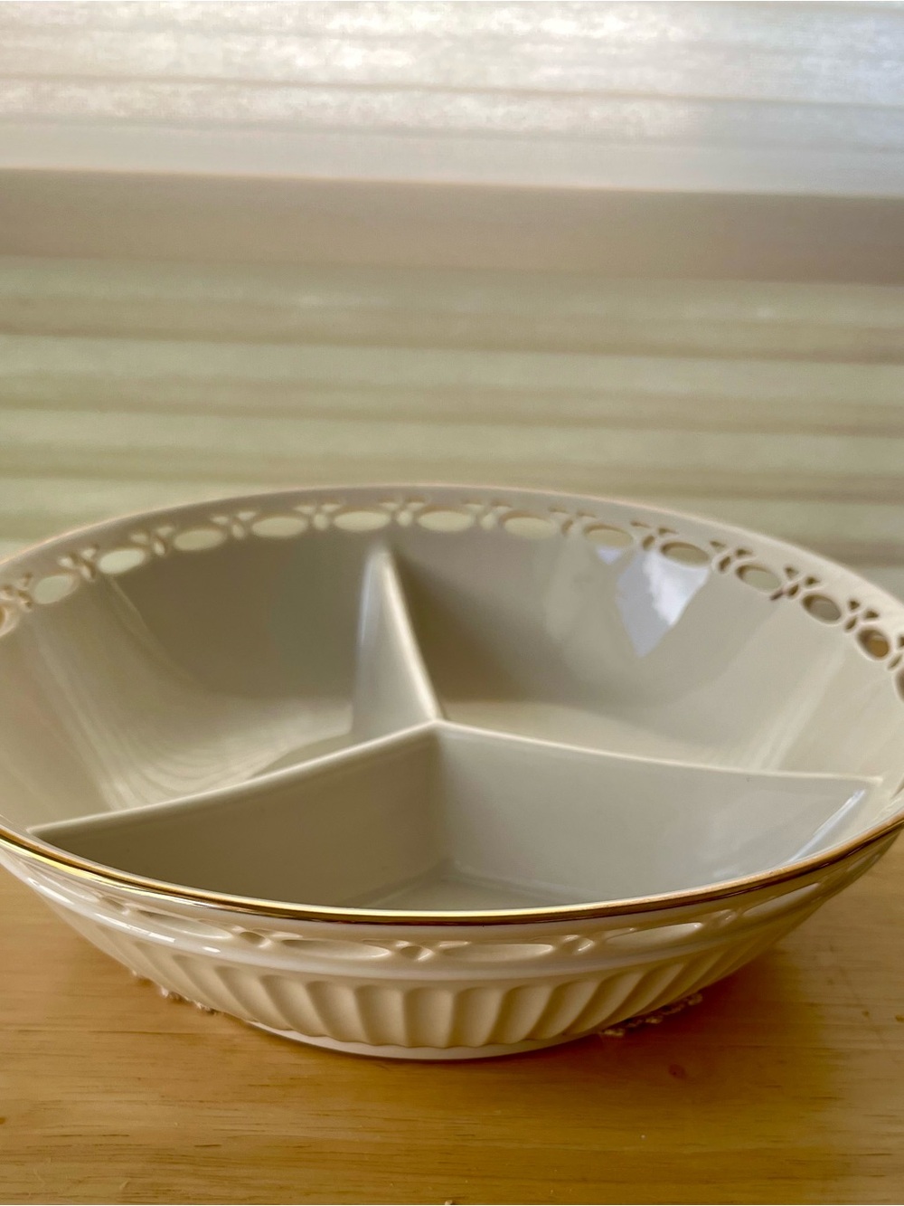 Lenox Three Sectioned Serving Bowl with Gold Trim
